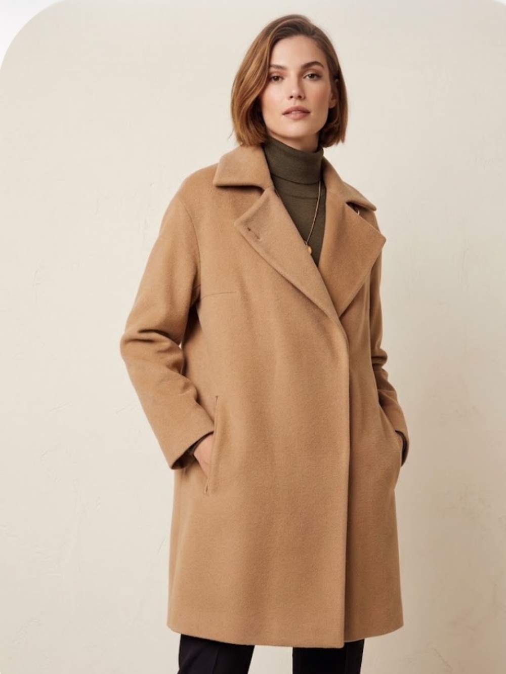 Akris Punto, Camel Mid Length luxury designer Capsule Wardrobe Trench coat Sz 12